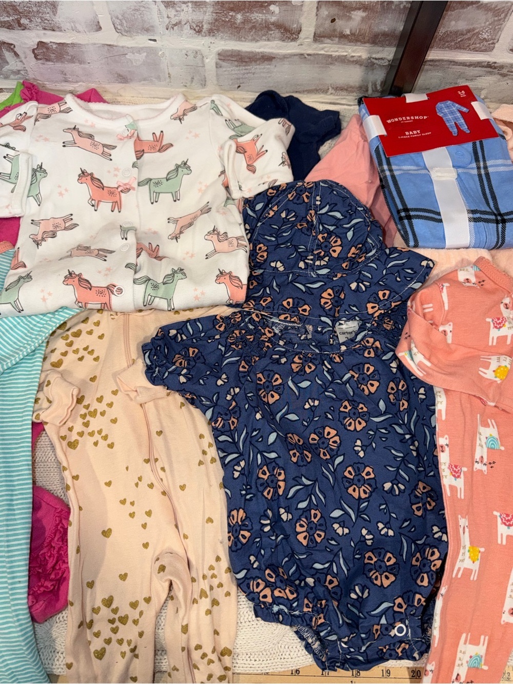 Carter's Baby Girls Navy Floral and Pastel Unicorn Matching Sets